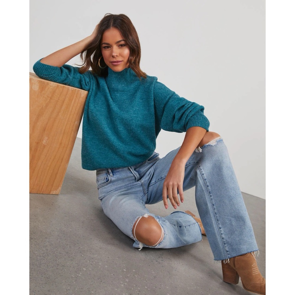 VICI - Wiley Relaxed Turtleneck Sweater - Teal - Size Large